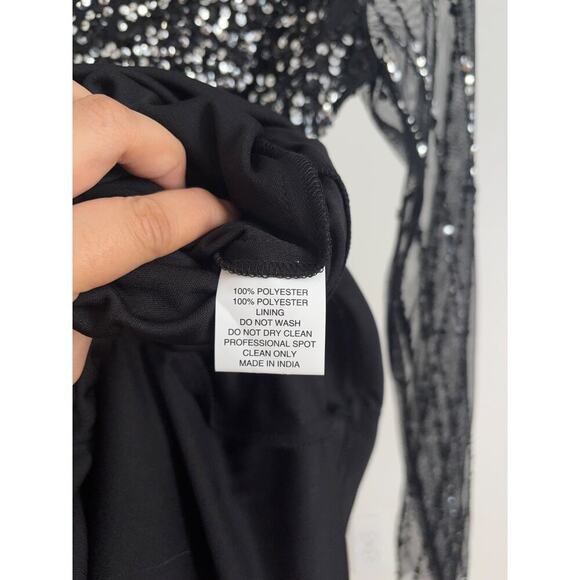 B69 Mac Duggal Long Gown Womens 6 Sequined Glam Formal Modest Elegant Sparkly - Picture 8 of 10